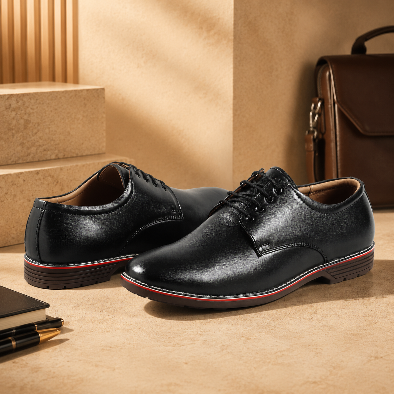 AVORA Black Oxford Office Leather Shoes Main image
