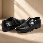AVORA Black Double Monk Formal Shoes