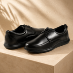 AVORA Black Derby Office Leather Shoes
