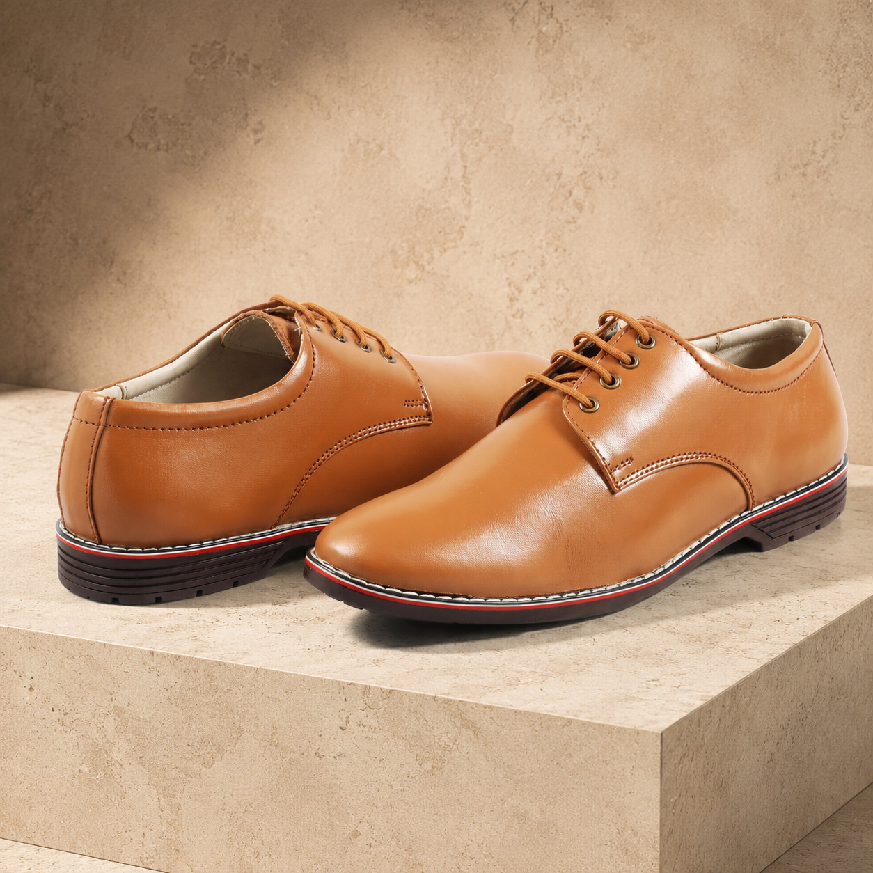 AVORA Tan Derby Business Leather Shoes