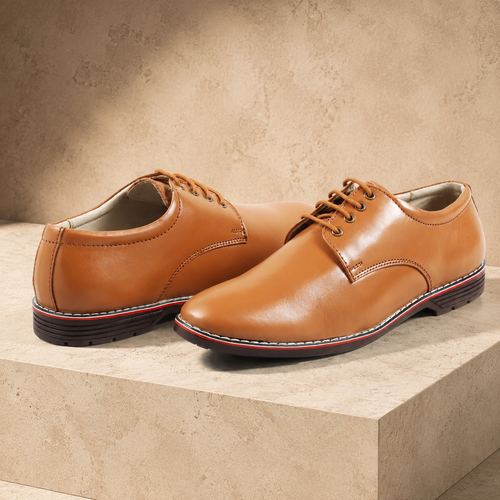 AVORA Tan Derby Business Leather Shoes