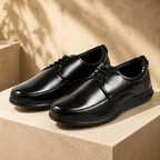AVORA Black Derby Office Leather Shoes