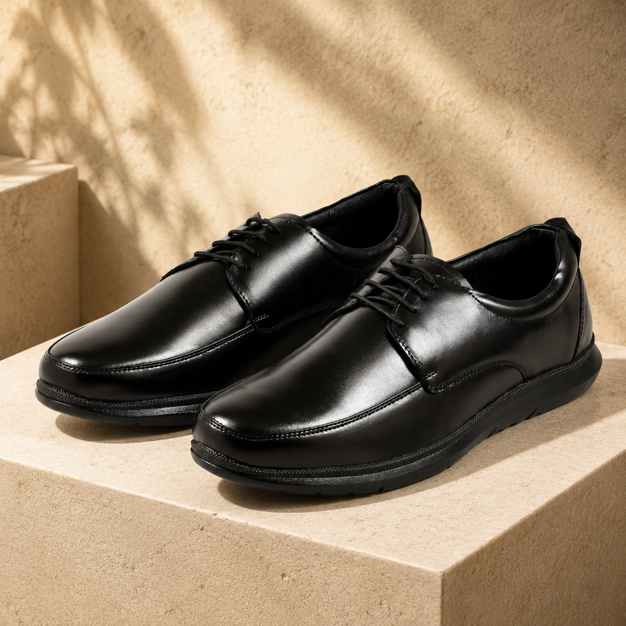 AVORA Black Derby Office Leather Shoes