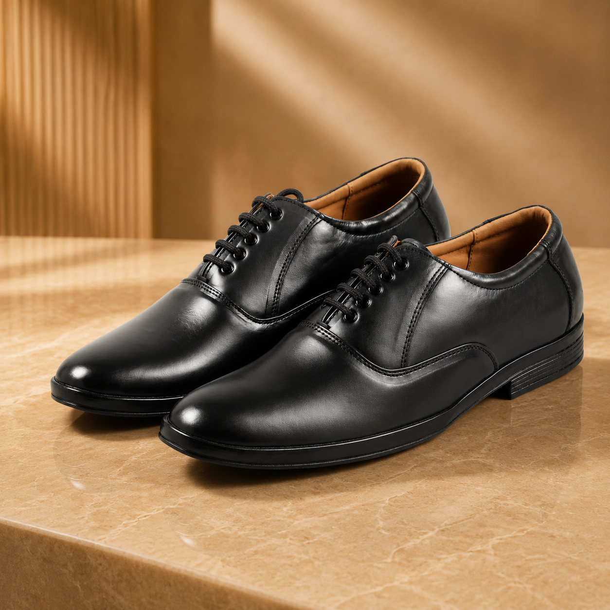 AVORA Black Classic Formal Leather Shoes