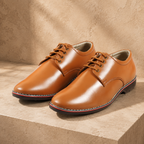 AVORA Tan Derby Business Leather Shoes