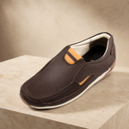 AVORA Brown Slip-On Everyday Leather Shoes