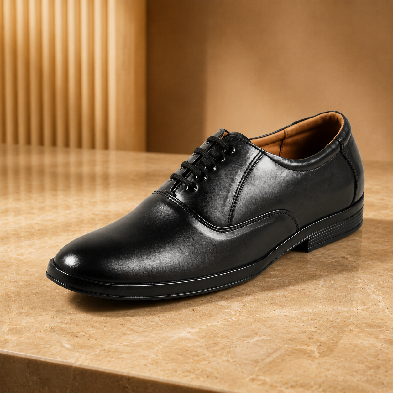 AVORA Black Classic Formal Leather Shoes