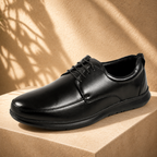 AVORA Black Derby Office Leather Shoes