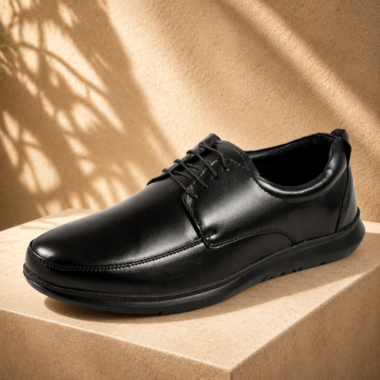AVORA Black Derby Office Leather Shoes