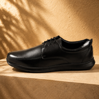 AVORA Black Derby Office Leather Shoes