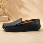 AVORA Dark Grey Slip-On Leather Loafers