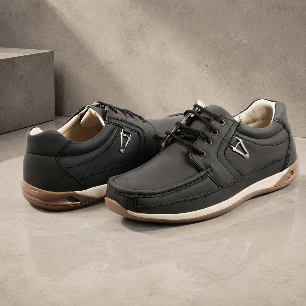 AVORA Coffee Lace-Up Casual Leather Shoes