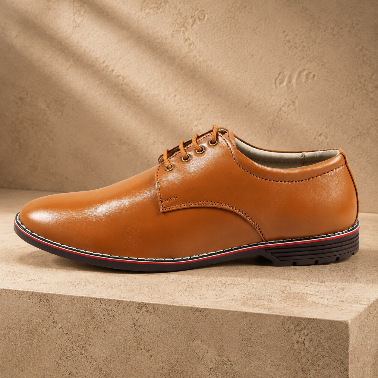 AVORA Tan Derby Business Leather Shoes