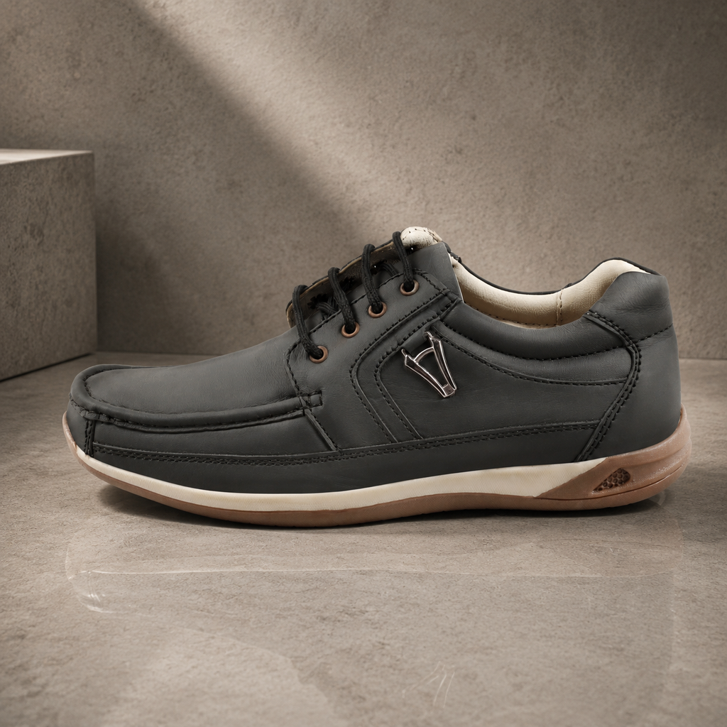 AVORA Coffee Lace-Up Casual Leather Shoes