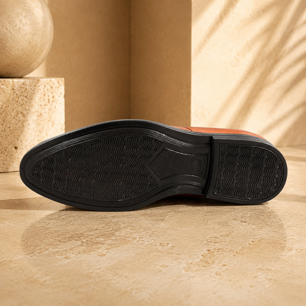AVORA Tan Lace-Up Business Leather Shoes
