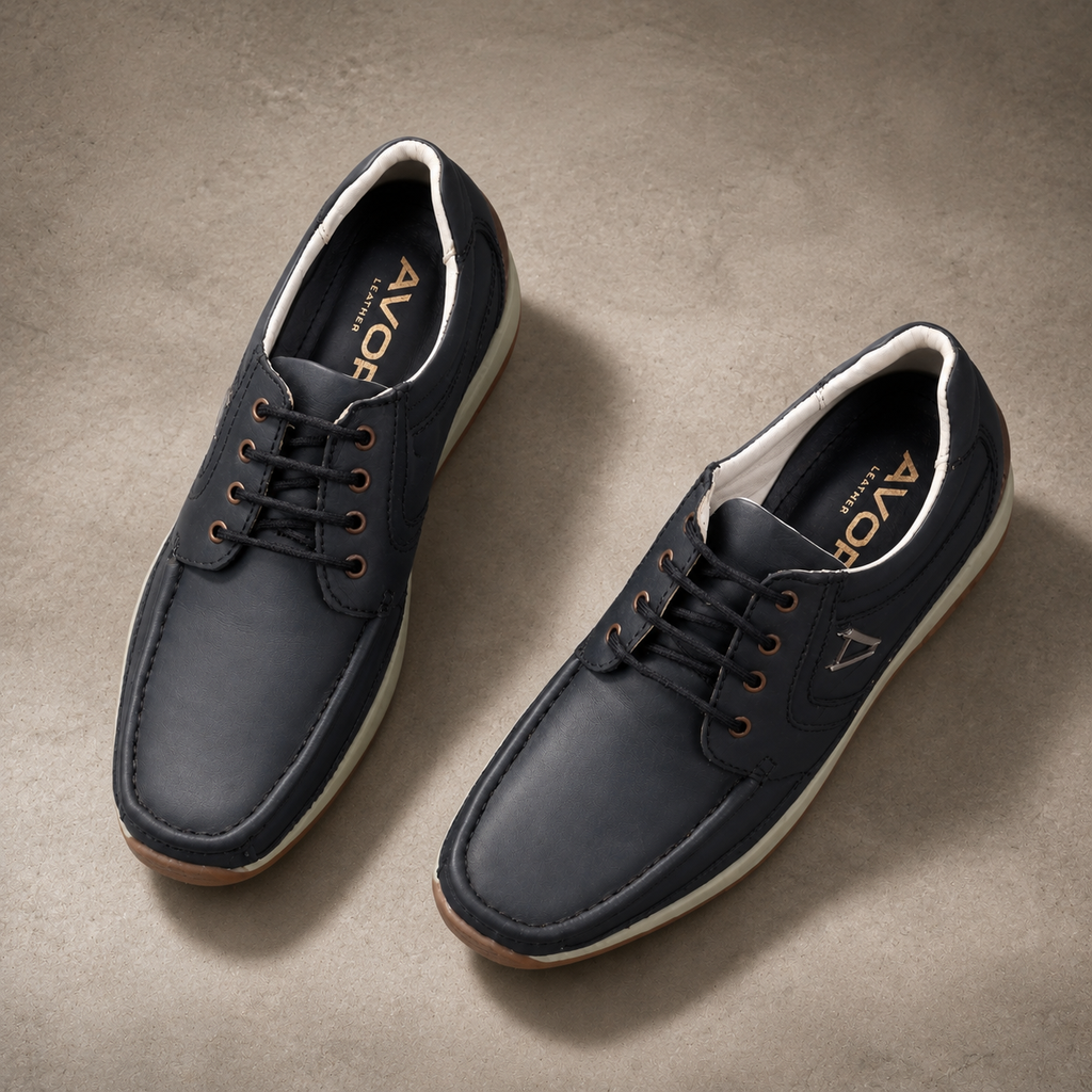 AVORA Coffee Lace-Up Casual Leather Shoes
