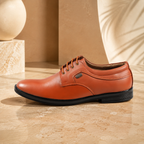 AVORA Tan Lace-Up Business Leather Shoes