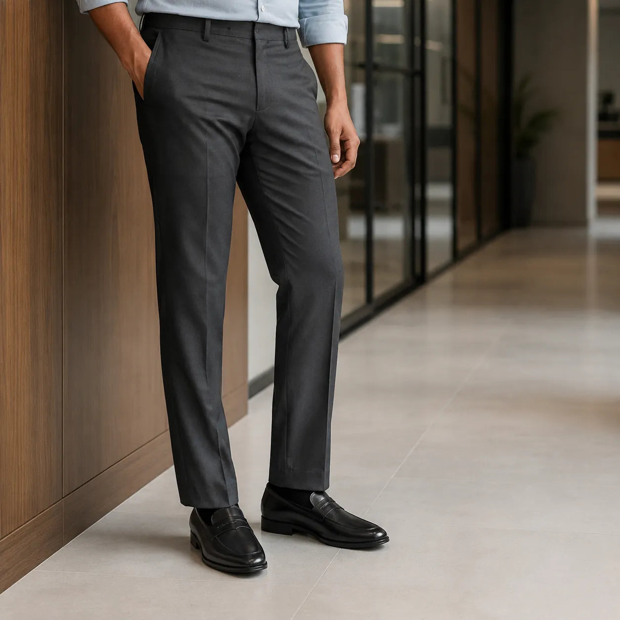 AVORA Black Penny Loafer Office Shoes Secondary image
