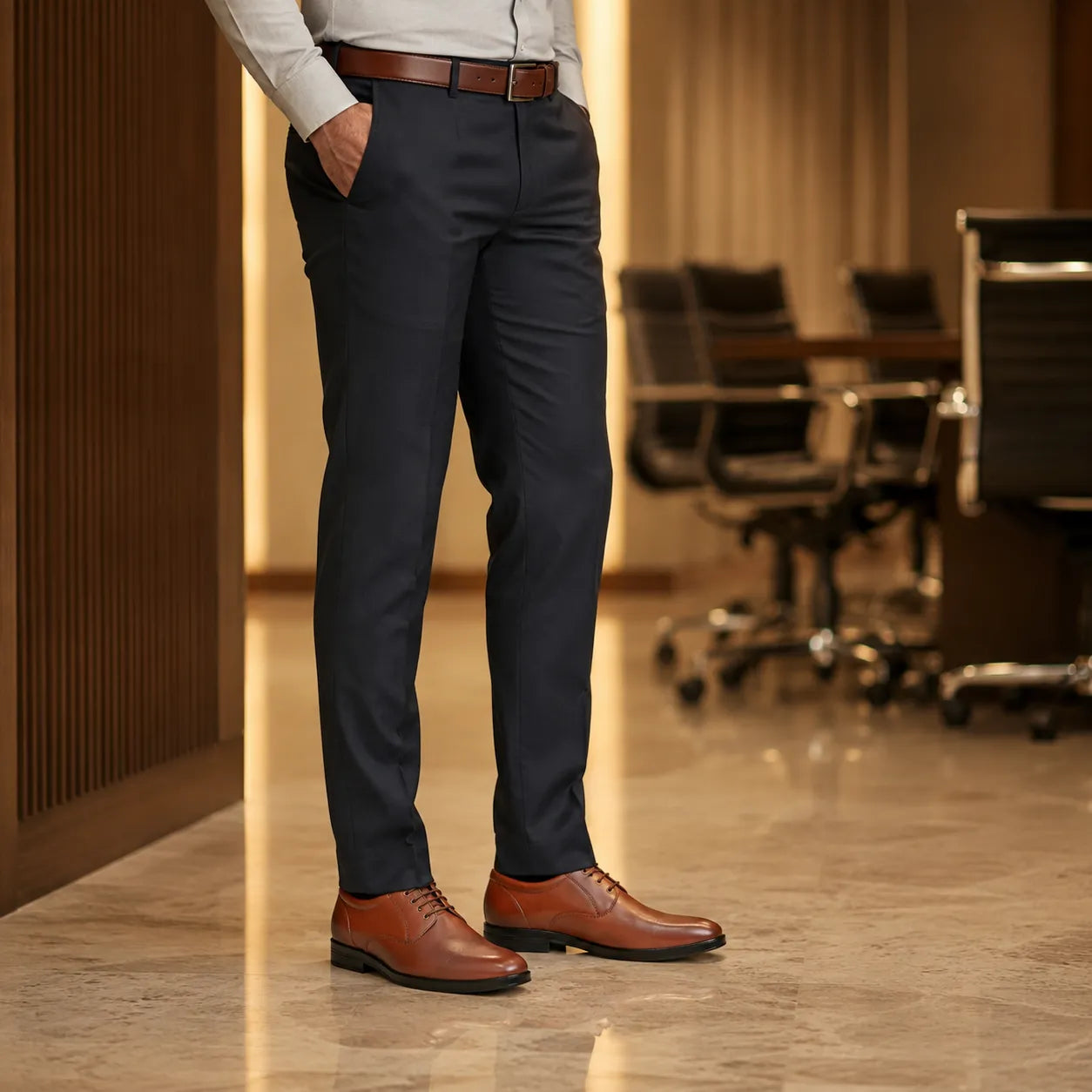 AVORA Tan Oxford Formal Leather Shoes