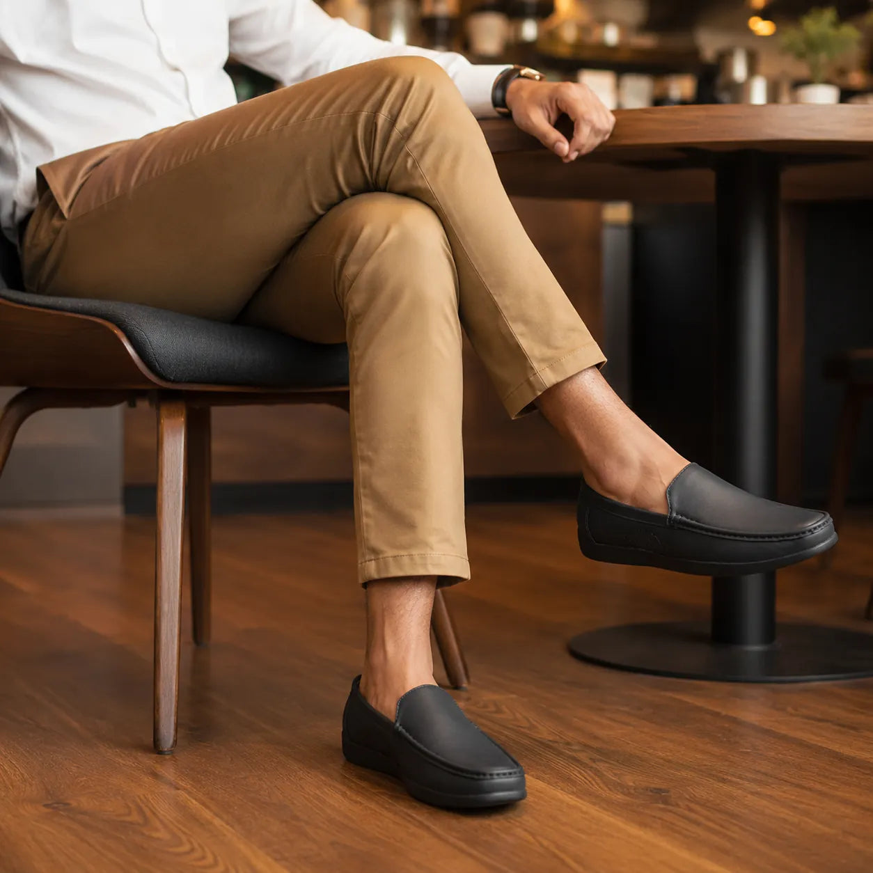 AVORA Dark Grey Slip-On Leather Loafers Secondary image
