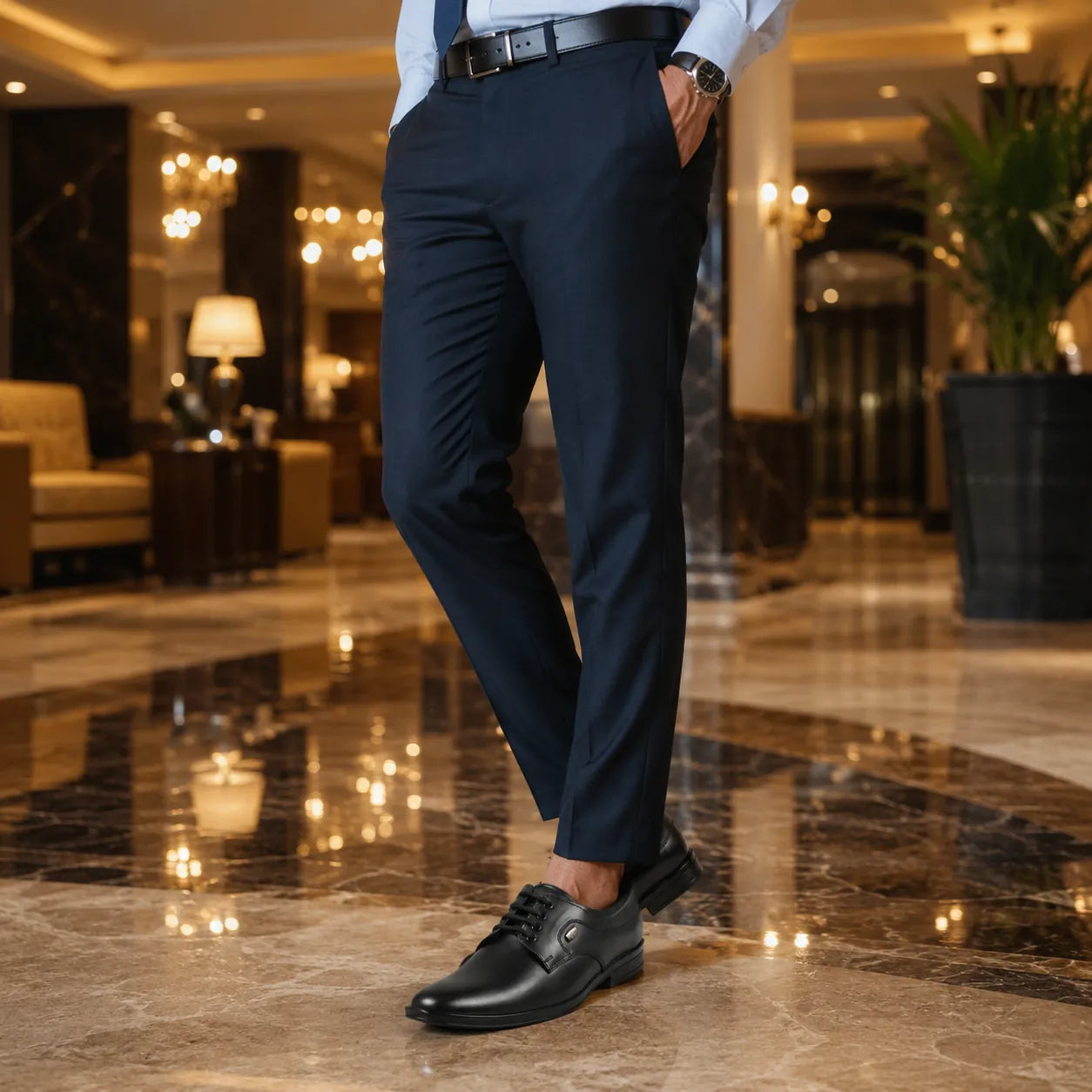AVORA Black Derby Formal Leather Shoes Secondary image
