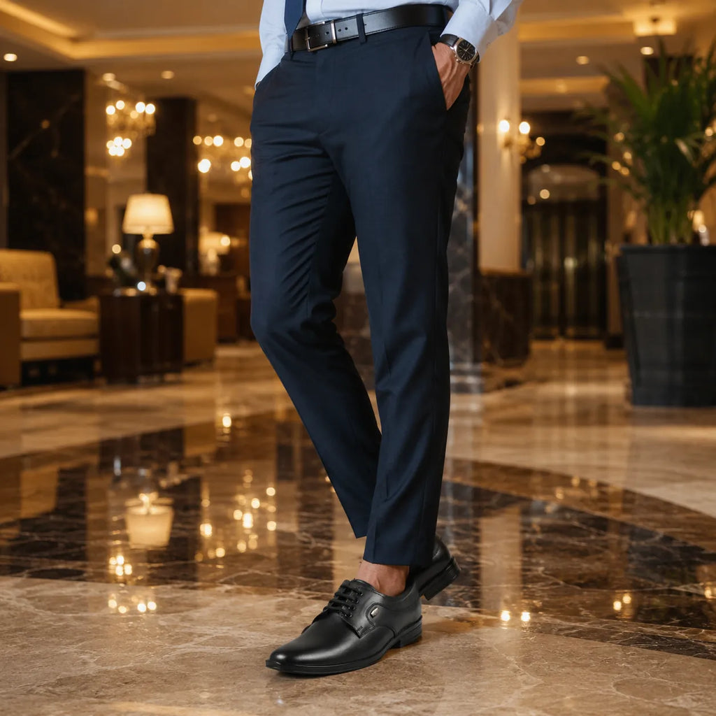 AVORA Black Derby Formal Leather Shoes