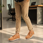 AVORA Camel Lace-Up Casual Leather Shoes