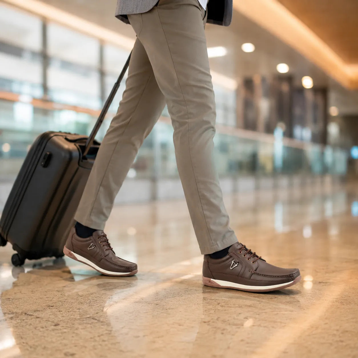 AVORA Brown Everyday Comfort Leather Shoes