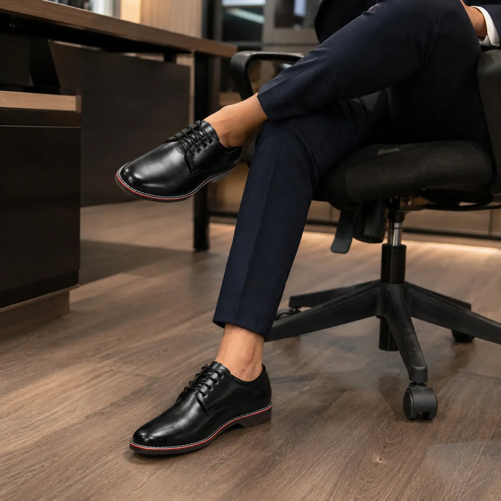 AVORA Black Oxford Office Leather Shoes