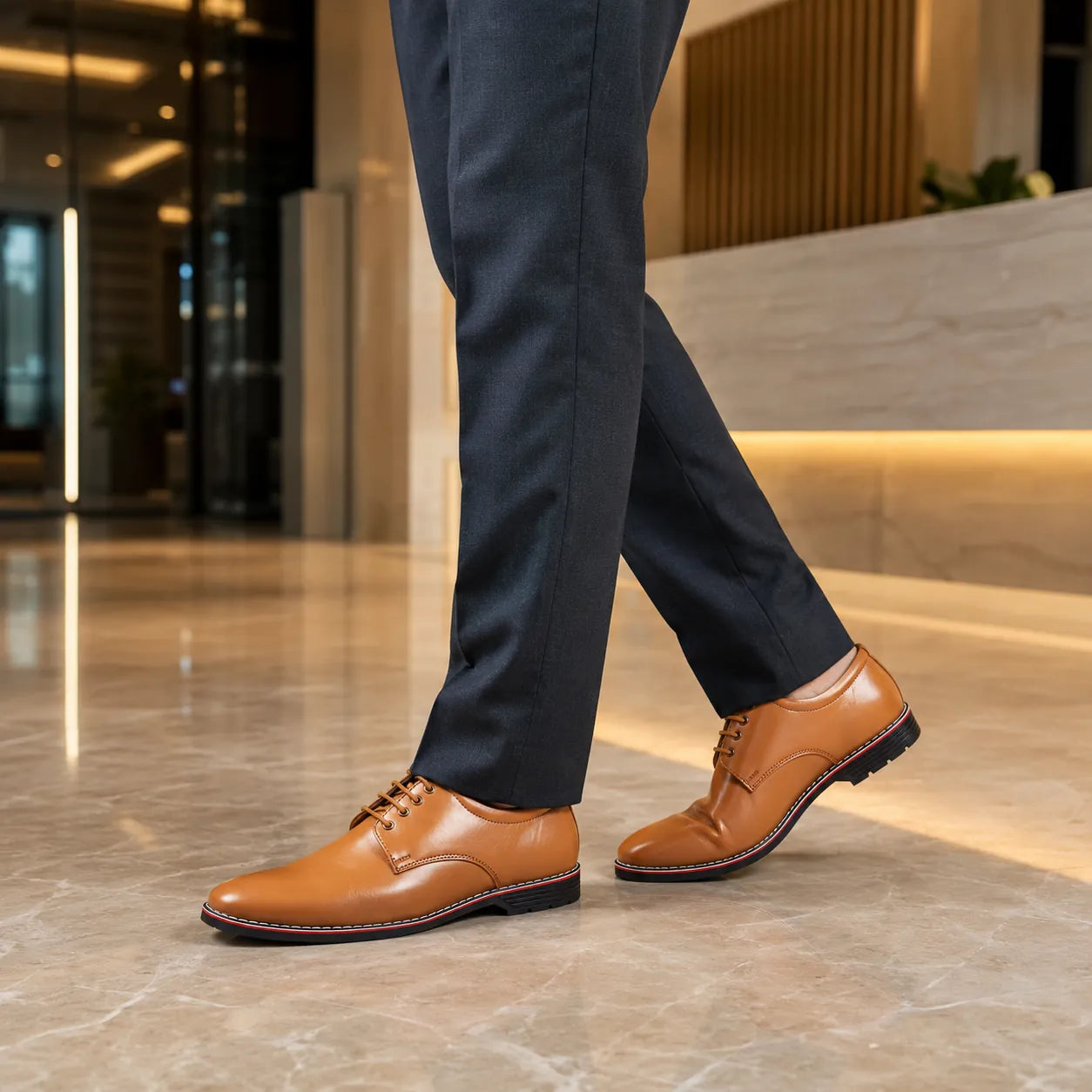 AVORA Tan Derby Business Leather Shoes Secondary image