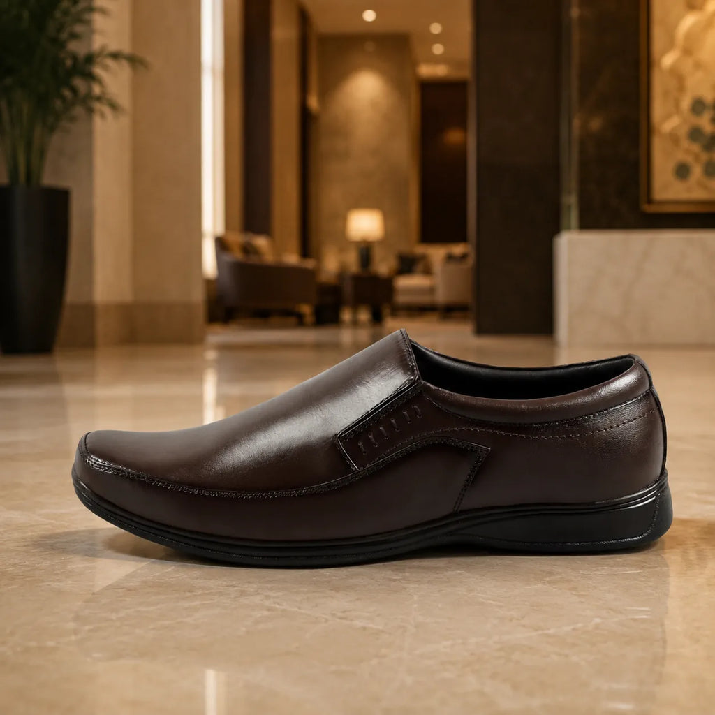 AVORA Dark Brown Slip-On Casual Leather Shoes