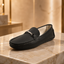 AVORA Black Leather Office Loafers