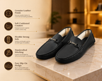 AVORA Black Leather Office Loafers