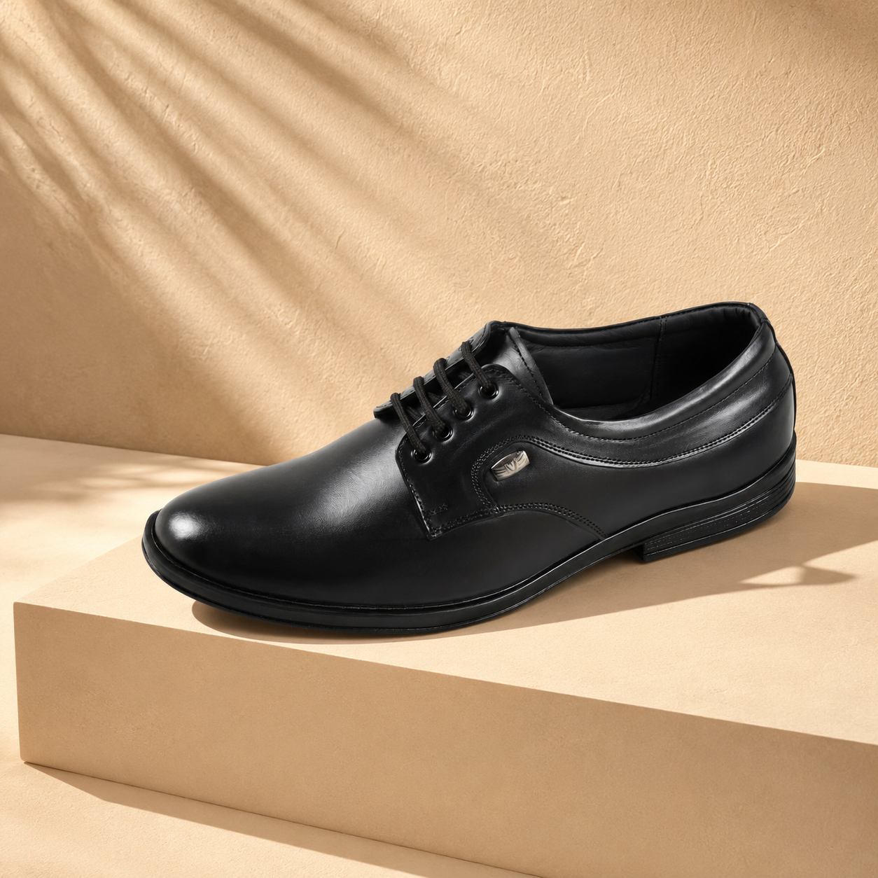 AVORA Black Derby Formal Leather Shoes
