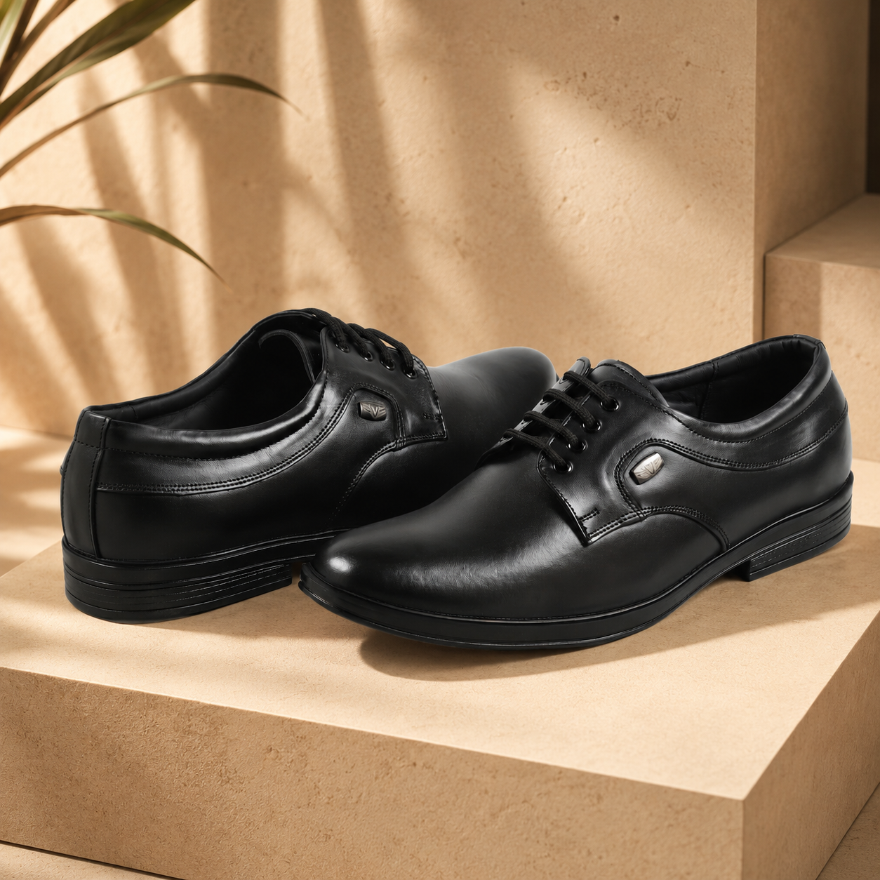 AVORA Black Derby Formal Leather Shoes Main image