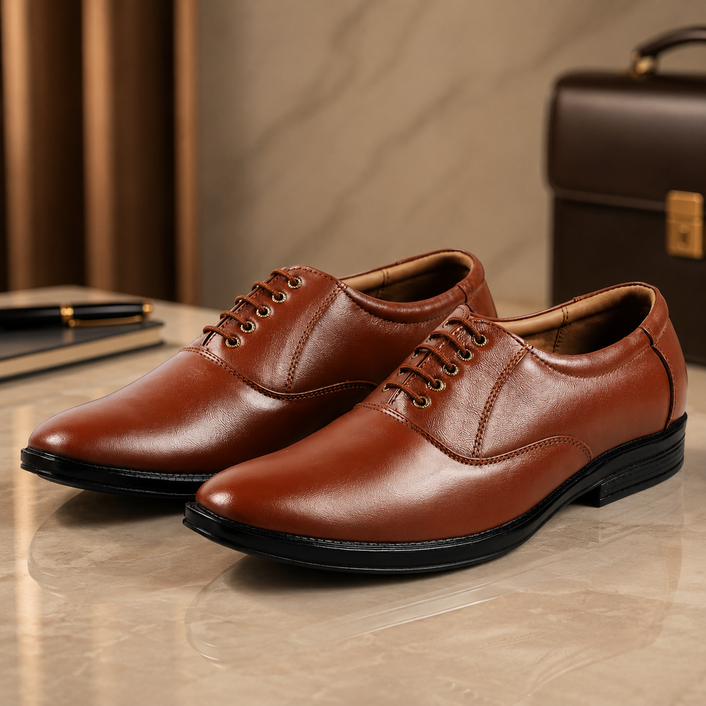 AVORA Tan Oxford Formal Leather Shoes