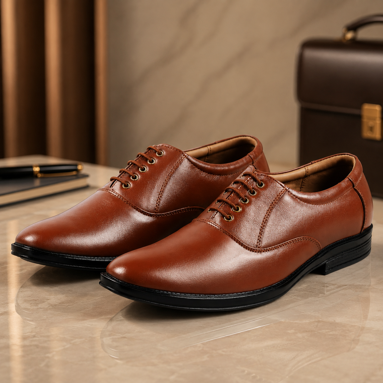 AVORA Tan Oxford Formal Leather Shoes