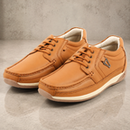 AVORA Camel Lace-Up Casual Leather Shoes