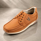 AVORA Camel Lace-Up Casual Leather Shoes