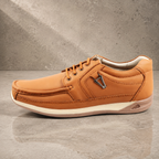 AVORA Camel Lace-Up Casual Leather Shoes