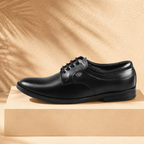 AVORA Black Derby Formal Leather Shoes