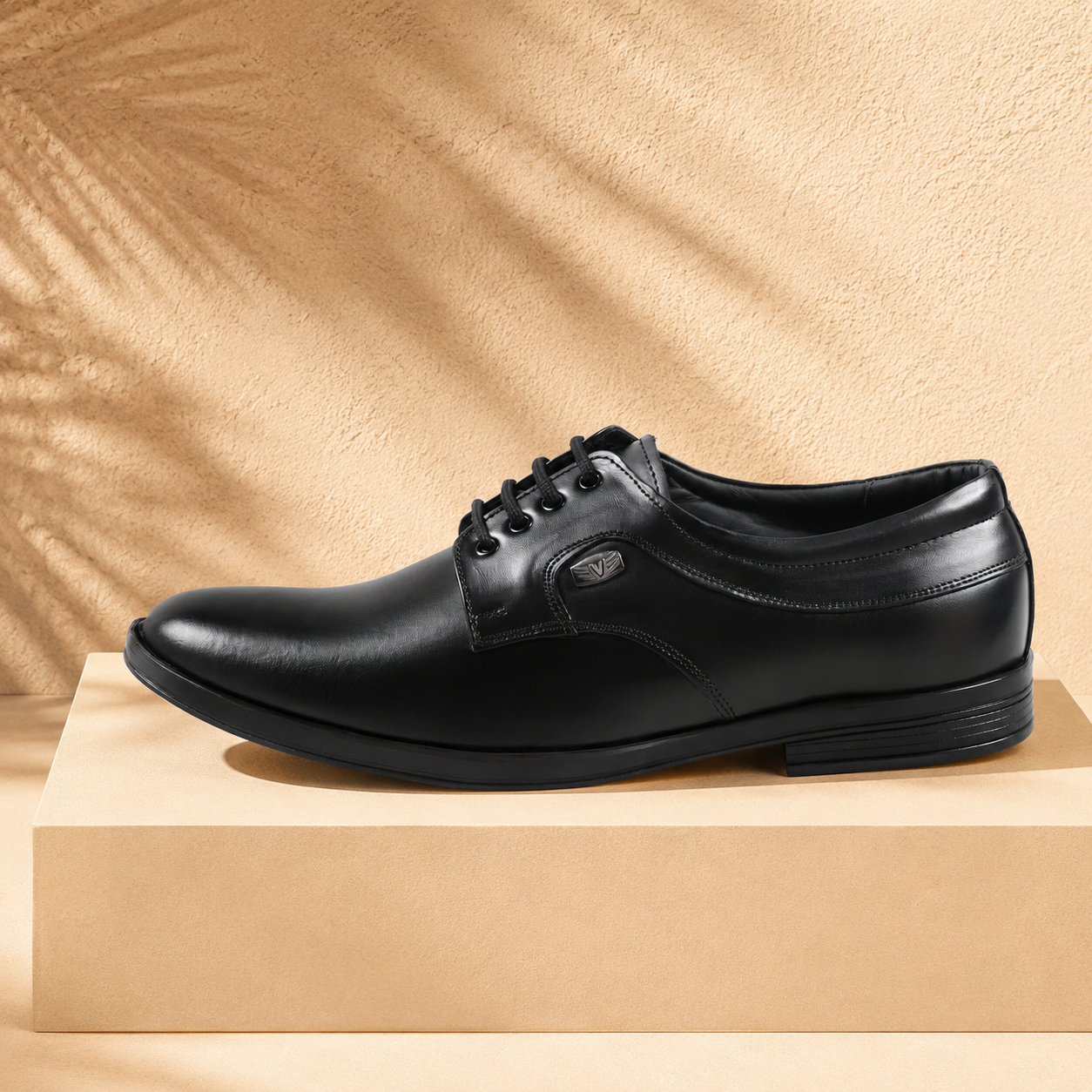 AVORA Black Derby Formal Leather Shoes