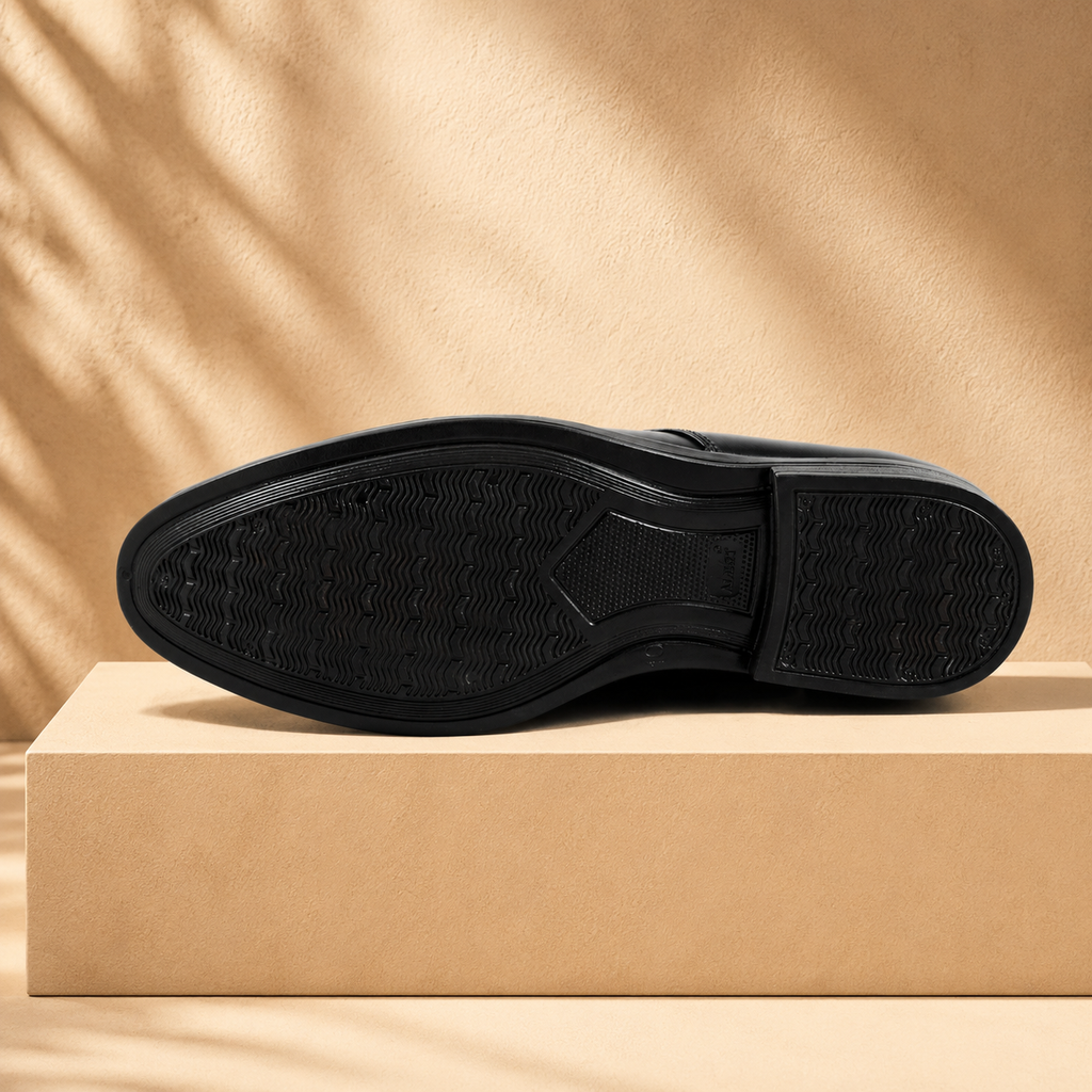 AVORA Black Derby Formal Leather Shoes