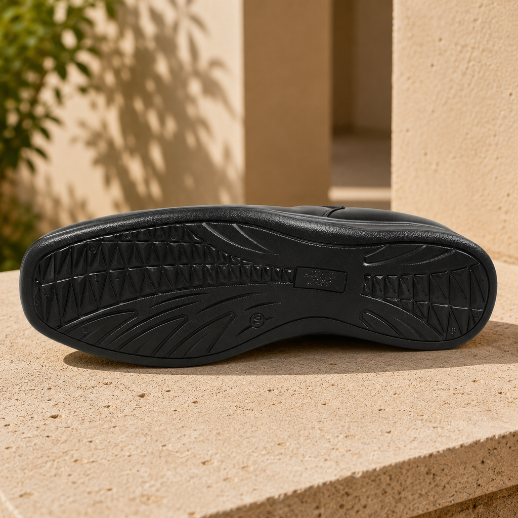 AVORA Black Slip-On Formal Leather Shoes