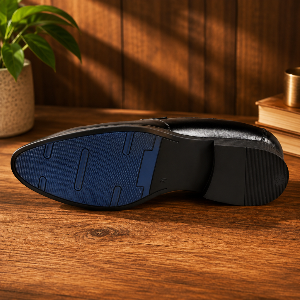 AVORA Black Penny Loafer Office Shoes