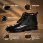 AVORA Black Lace-Up Leather Boots