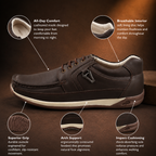AVORA Brown Everyday Comfort Leather Shoes