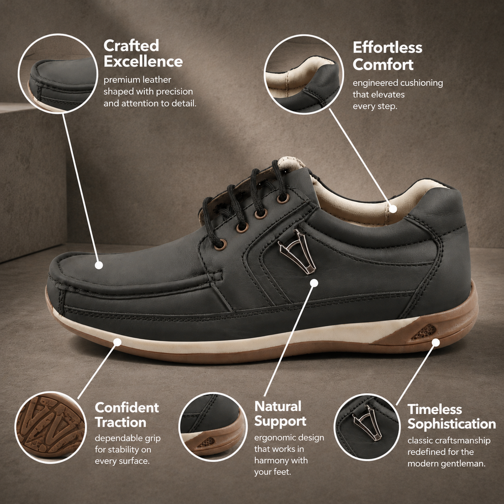 AVORA Coffee Lace-Up Casual Leather Shoes
