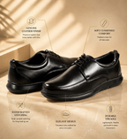 AVORA Black Derby Office Leather Shoes