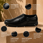 AVORA Black Slip-On Formal Leather Shoes